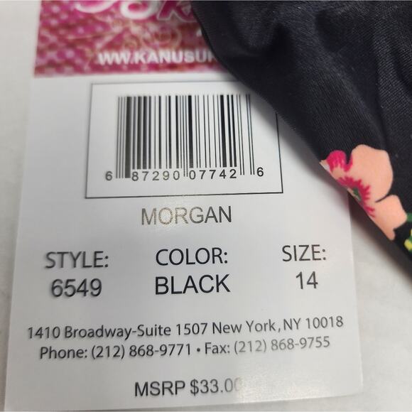 Kanu Surf New Girls Swimsuit Floral One Shoulder Black Tangerine Girls Size 14 - Picture 5 of 7